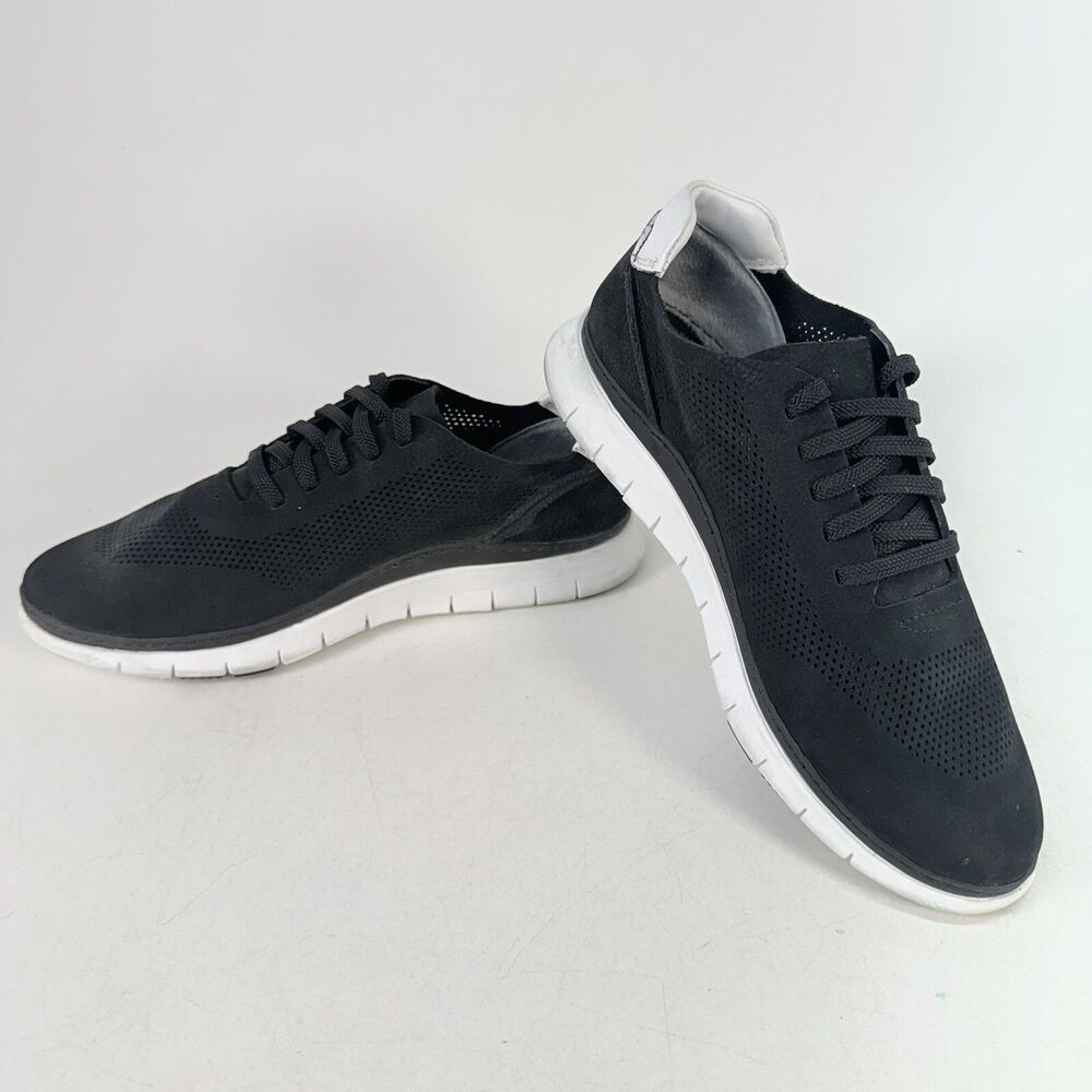 Vionic Joey Shoes Women's 11 Black White Nubuck Leather Comfort Walking Sneakers